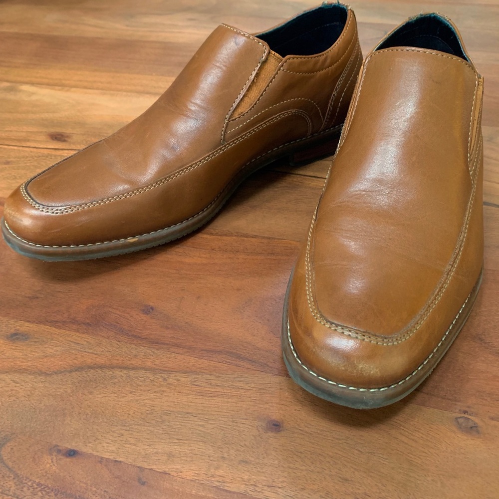 Mens Rockport Brown Leather Slip-on Loafer Shoes